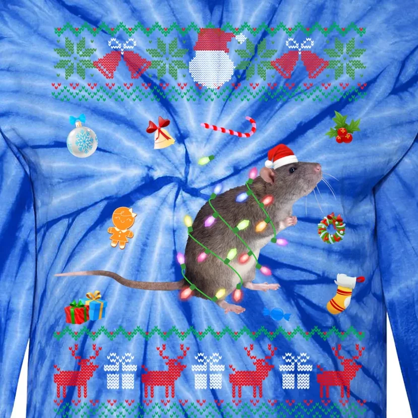 Funny Ugly Xmas Sweater Animals Lights Christmas Rat Funny Gift Tie-Dye Long Sleeve Shirt