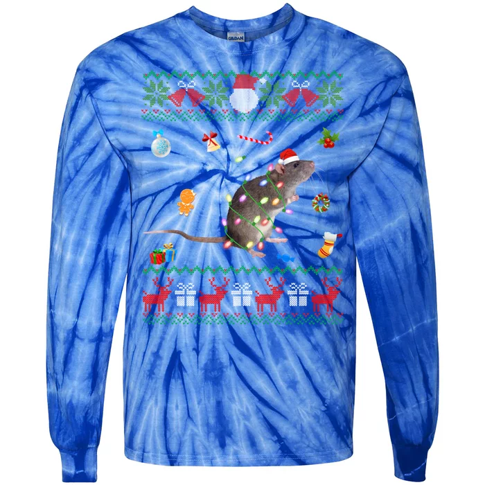 Funny Ugly Xmas Sweater Animals Lights Christmas Rat Funny Gift Tie-Dye Long Sleeve Shirt