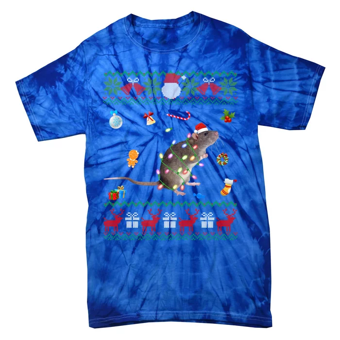 Funny Ugly Xmas Sweater Animals Lights Christmas Rat Funny Gift Tie-Dye T-Shirt