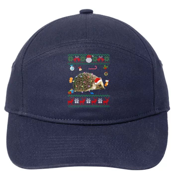 Funny Ugly Xmas Animals Lights Christmas Hedgehog Great Gift 7-Panel Snapback Hat