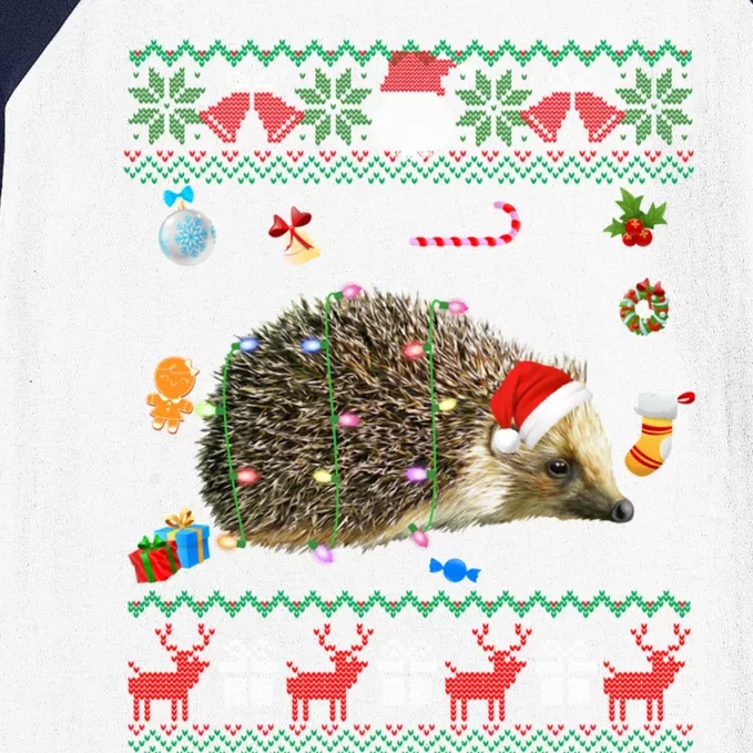 Funny Ugly Xmas Animals Lights Christmas Hedgehog Great Gift Baseball Sleeve Shirt