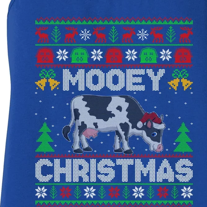 Farmer Ugly Xmas Santa Cow Farmer Mooey Christmas Cute Gift Women's Racerback Tank