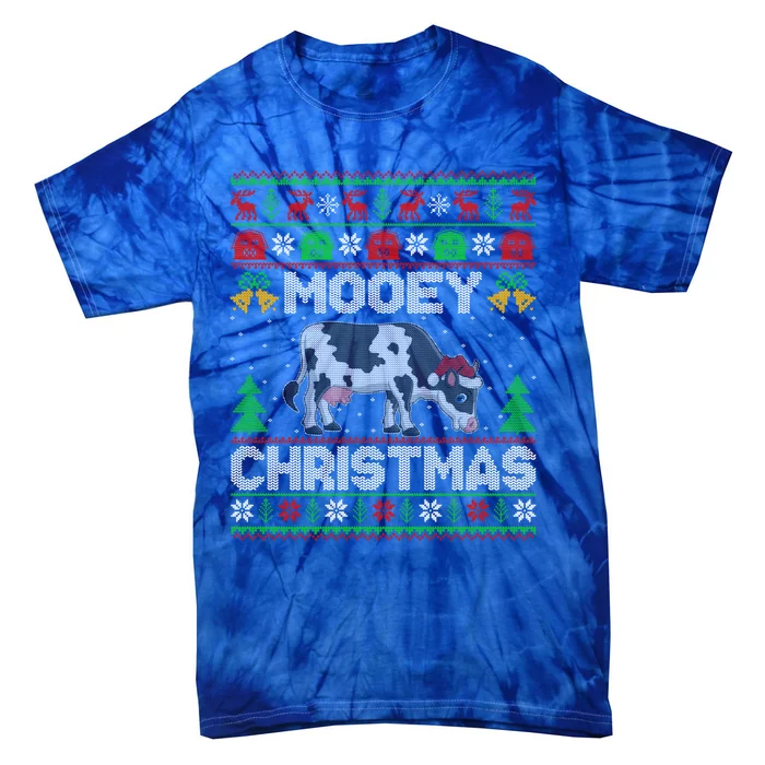 Farmer Ugly Xmas Santa Cow Farmer Mooey Christmas Cute Gift Tie-Dye T-Shirt