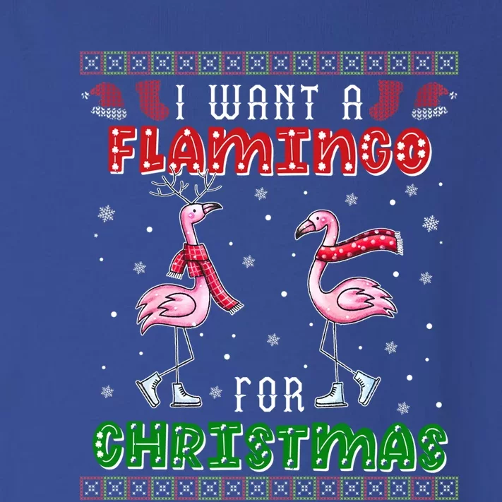 Flamingo Ugly Xmas Sweater I Want A Flamingo For Christmas Gift Toddler Long Sleeve Shirt