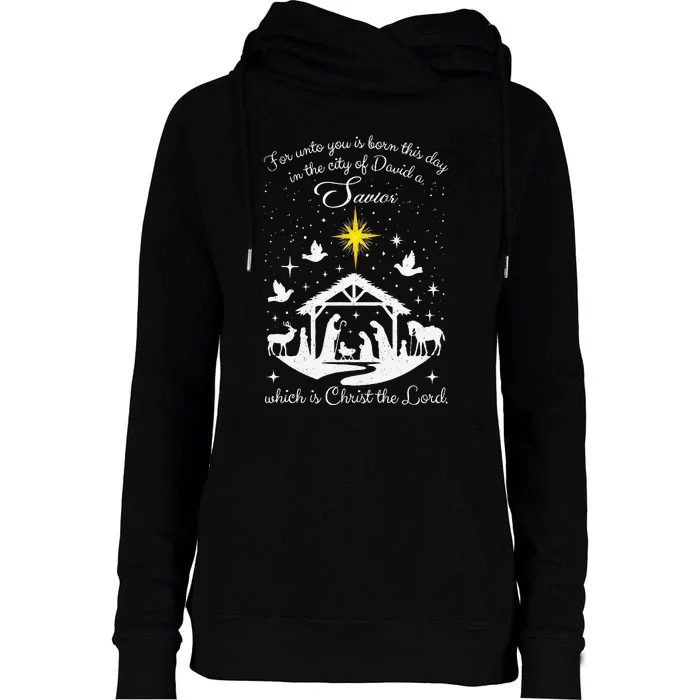 For Unto You Is Born This Day In The City Of David A Savior Womens Funnel Neck Pullover Hood