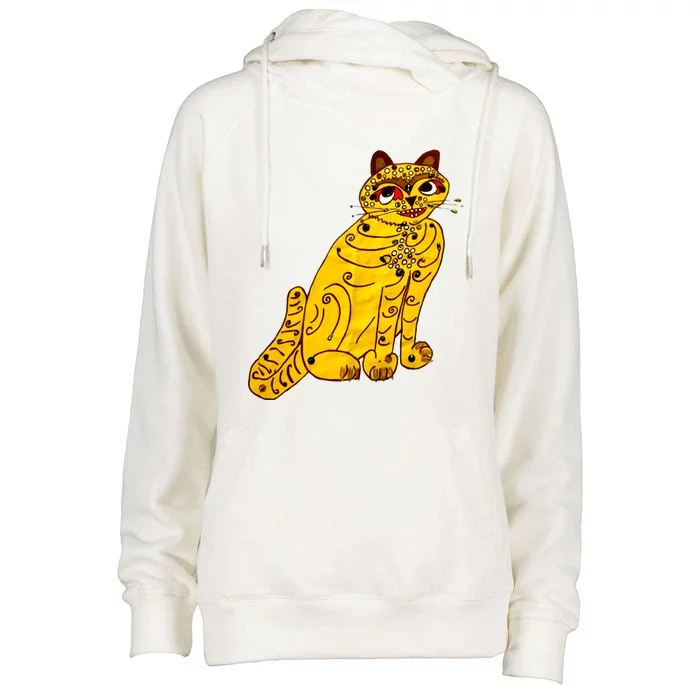 Funny Ugly Yellow Cat Gift Idea For Fan Lover Womens Funnel Neck Pullover Hood