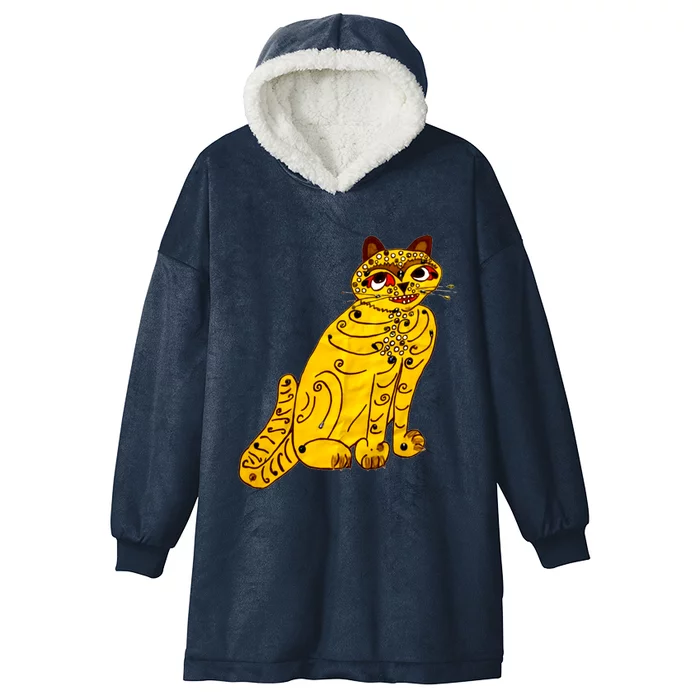 Funny Ugly Yellow Cat Gift Idea For Fan Lover Hooded Wearable Blanket