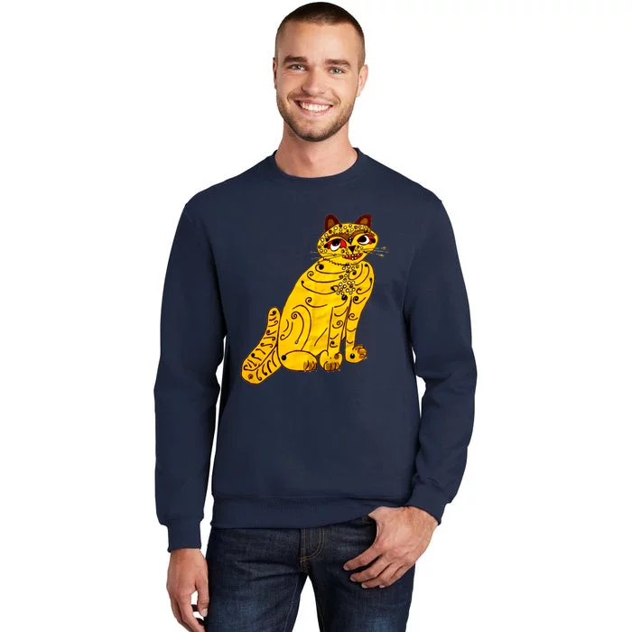 Funny Ugly Yellow Cat Gift Idea For Fan Lover Tall Sweatshirt