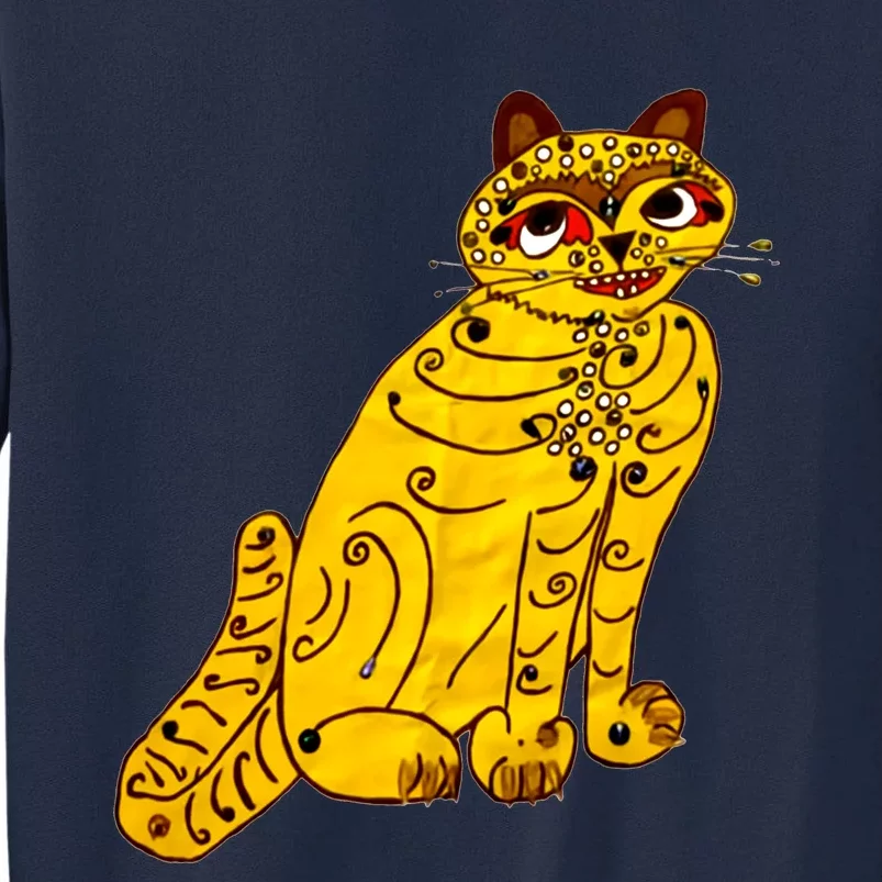 Funny Ugly Yellow Cat Gift Idea For Fan Lover Tall Sweatshirt