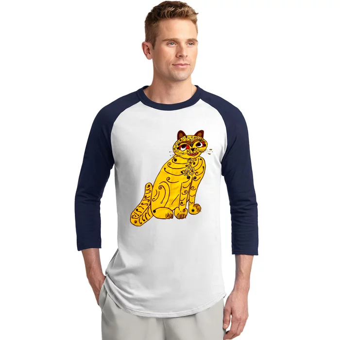 Funny Ugly Yellow Cat Gift Idea For Fan Lover Baseball Sleeve Shirt