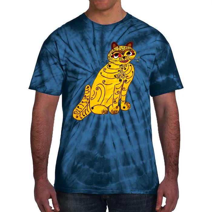 Funny Ugly Yellow Cat Gift Idea For Fan Lover Tie-Dye T-Shirt