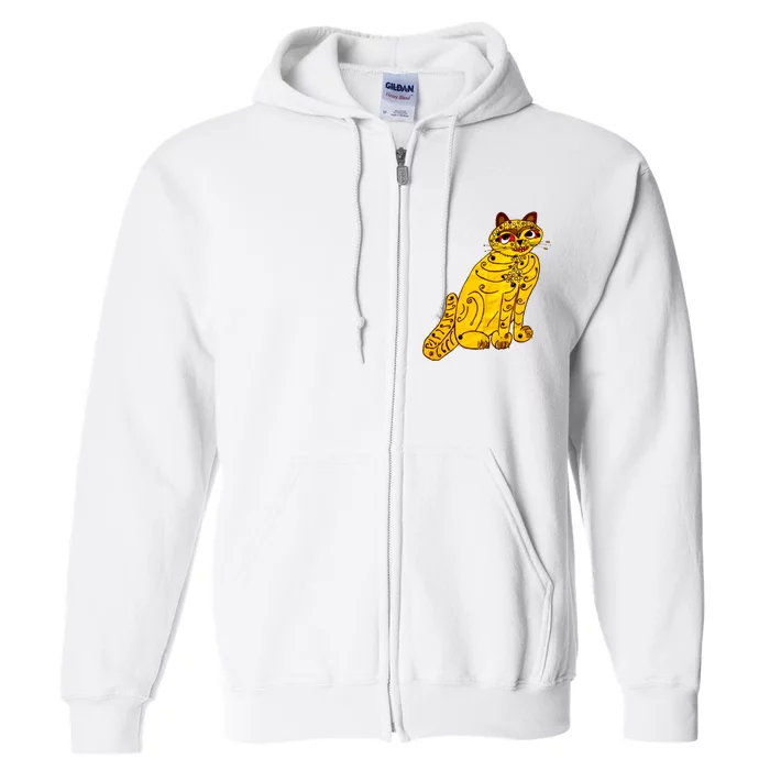 Funny Ugly Yellow Cat Gift Idea For Fan Lover Full Zip Hoodie