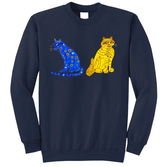 Funny Ugly Yellow Cat And Ugly Blue Cat Tall Sweatshirt