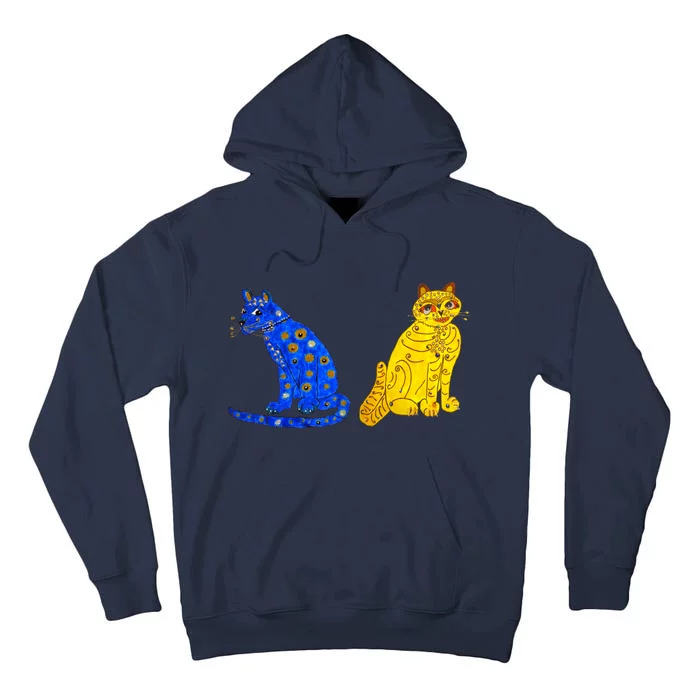 Funny Ugly Yellow Cat And Ugly Blue Cat Tall Hoodie