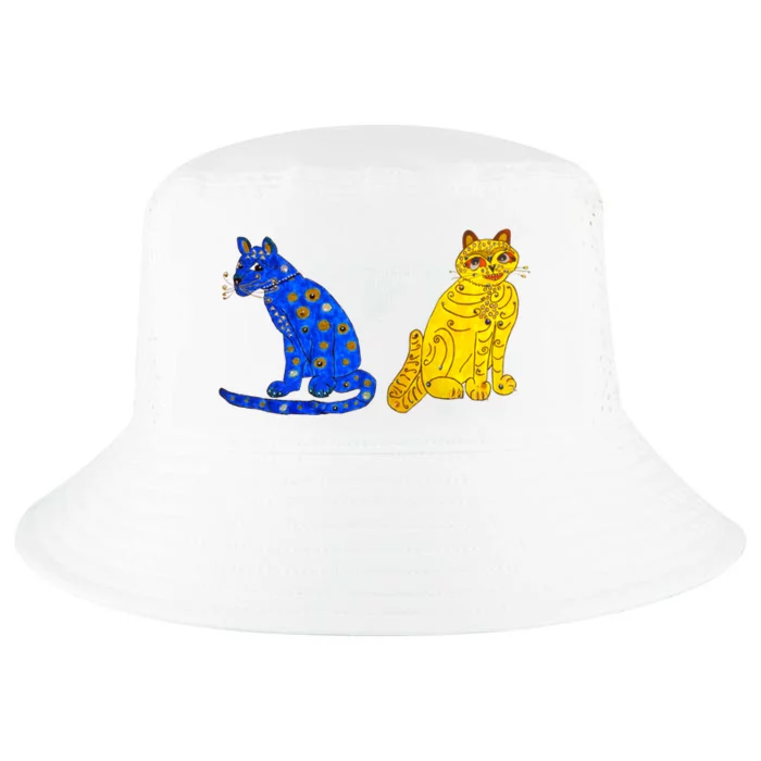 Funny Ugly Yellow Cat And Ugly Blue Cat Cool Comfort Performance Bucket Hat