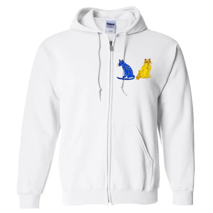 Funny Ugly Yellow Cat And Ugly Blue Cat Full Zip Hoodie