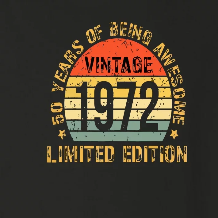 Funny Vintage 1972 Turning 50 Birthday Decorations Men Toddler Long Sleeve Shirt