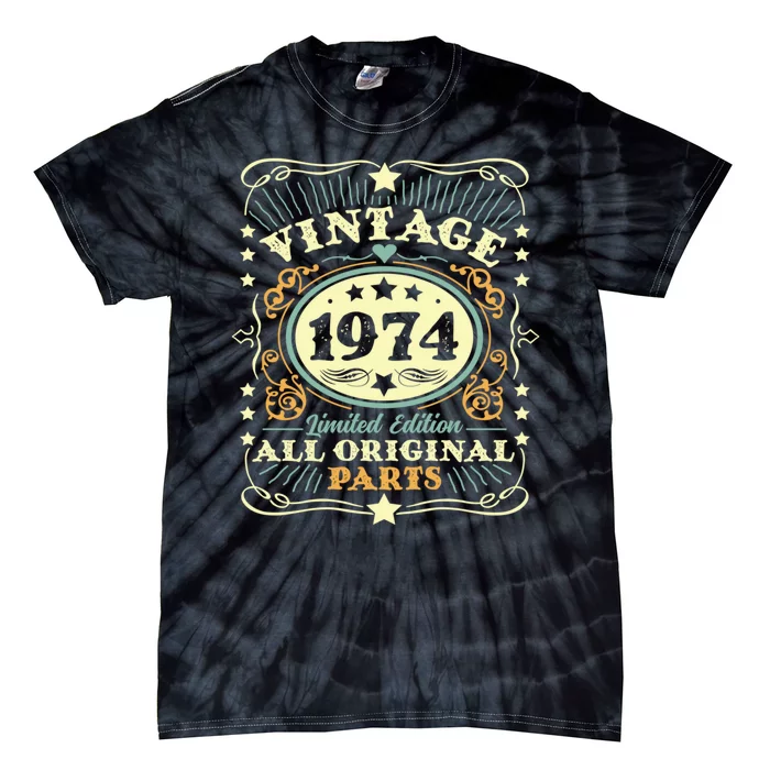 Funny Vintage 1974 Limited Edition All Original Parts Tie-Dye T-Shirt