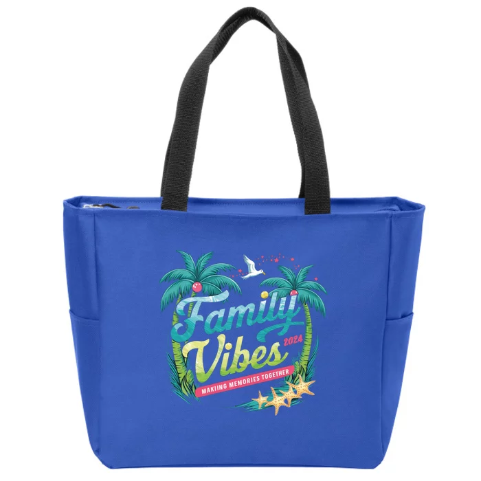 Family Vibes 2024: Tropical Beach Memories Cool Gift Zip Tote Bag