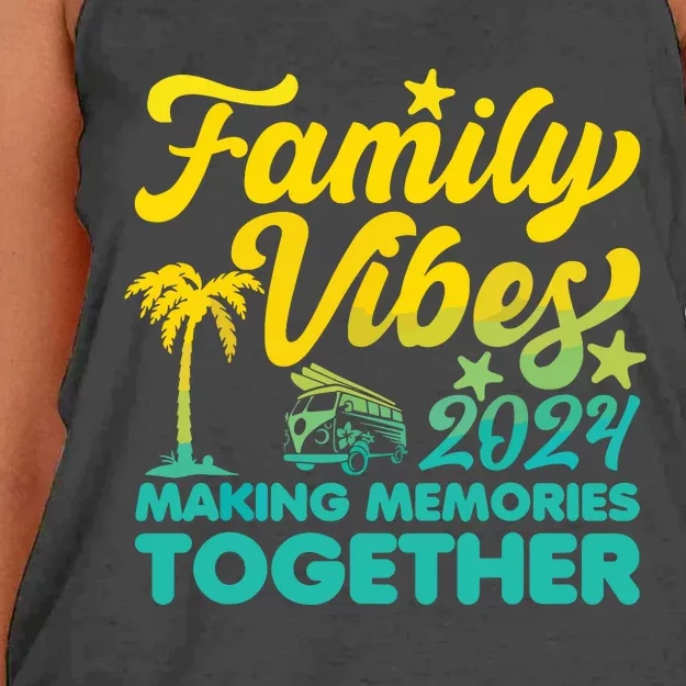 Family Vibes 2024 Making Memories Together Reunion Vacation Women's Knotted Racerback Tank