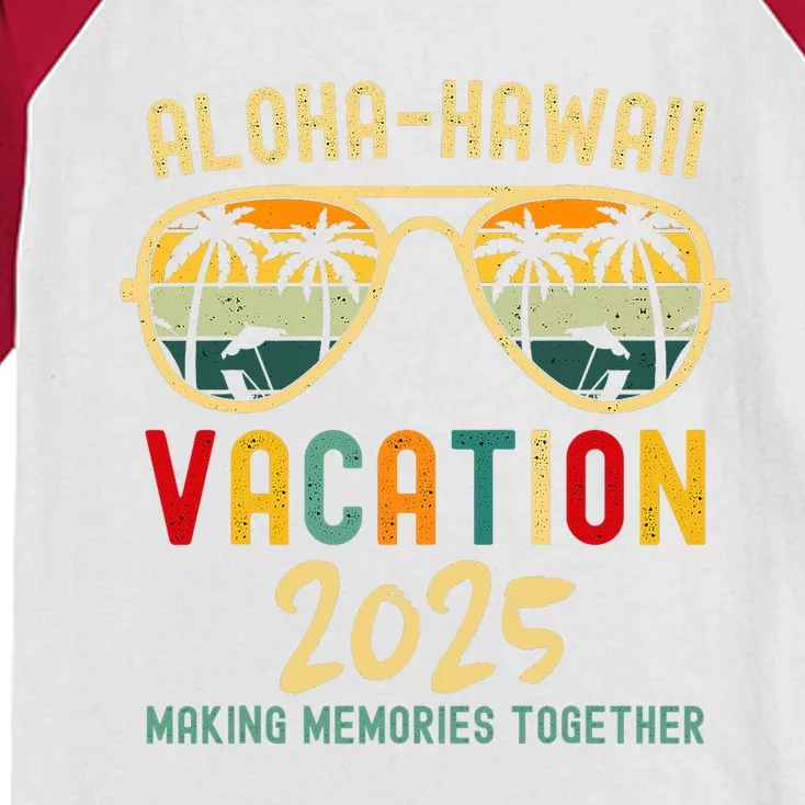 Family Vacation 2025 Aloha Hawaii Hawaiian Summer Matching Kids Colorblock Raglan Jersey