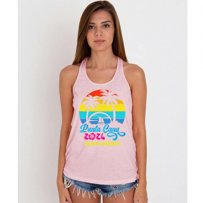 Family Vacation 2024 Dominican Republic Punta Cana Vacation Women's Knotted Racerback Tank