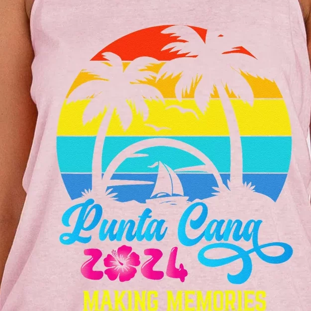 Family Vacation 2024 Dominican Republic Punta Cana Vacation Women's Knotted Racerback Tank