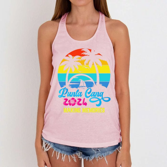 Family Vacation 2024 Dominican Republic Punta Cana Vacation Women's Knotted Racerback Tank