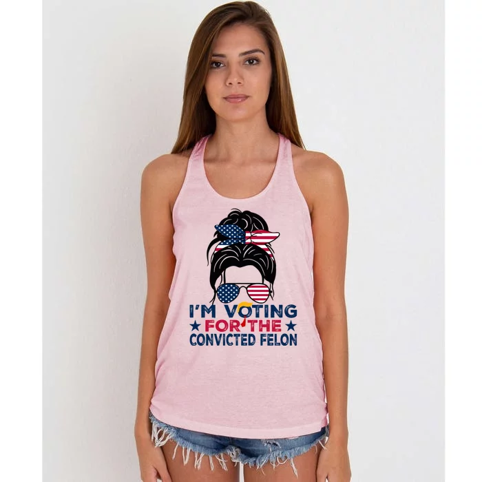 Funny Voting 2024 IM Voting For The Convicted Felon Gift Women's Knotted Racerback Tank