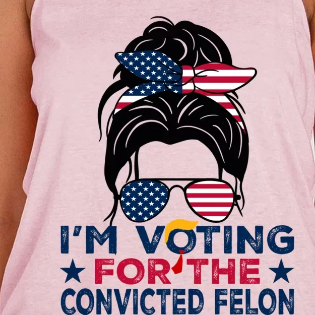 Funny Voting 2024 IM Voting For The Convicted Felon Gift Women's Knotted Racerback Tank