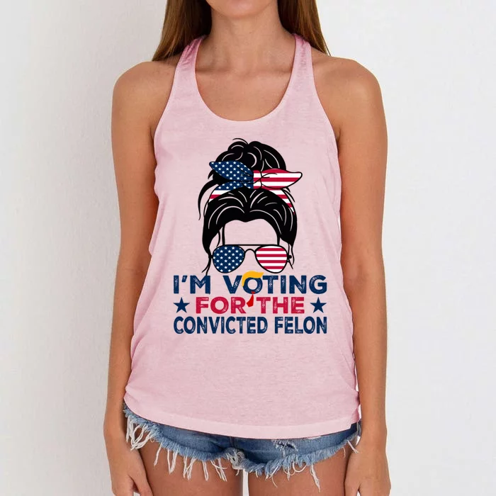 Funny Voting 2024 IM Voting For The Convicted Felon Gift Women's Knotted Racerback Tank