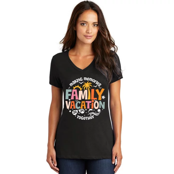 Family Vacation 2024 Beach Matching Family Summer Vacation Women's V-Neck T-Shirt