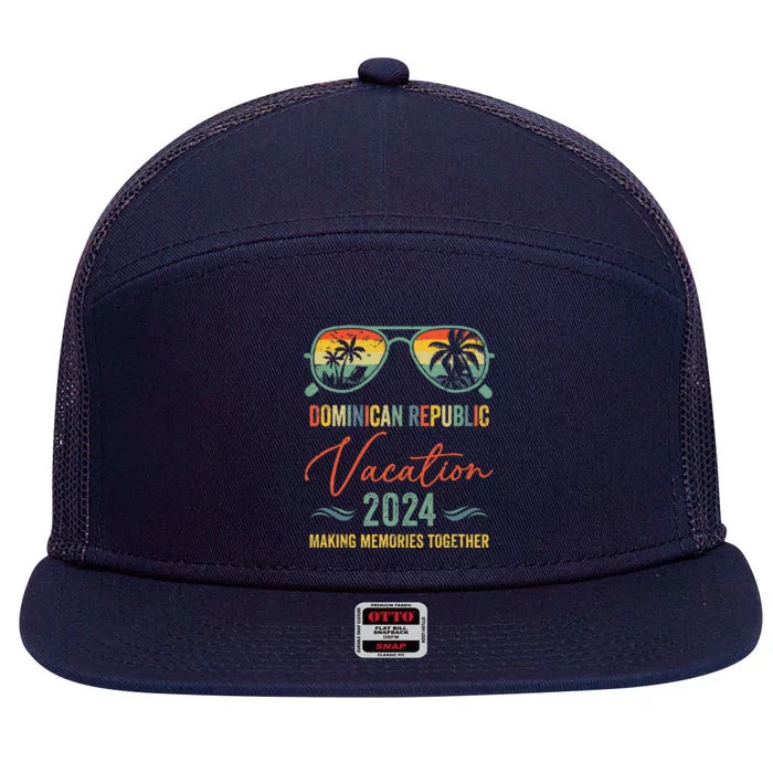 Family Vacation 2024 Summer Dominican Republic Matching 7 Panel Mesh Trucker Snapback Hat