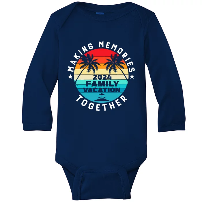 Family Vacation 2024 Beach Trip Matching Group Baby Long Sleeve Bodysuit