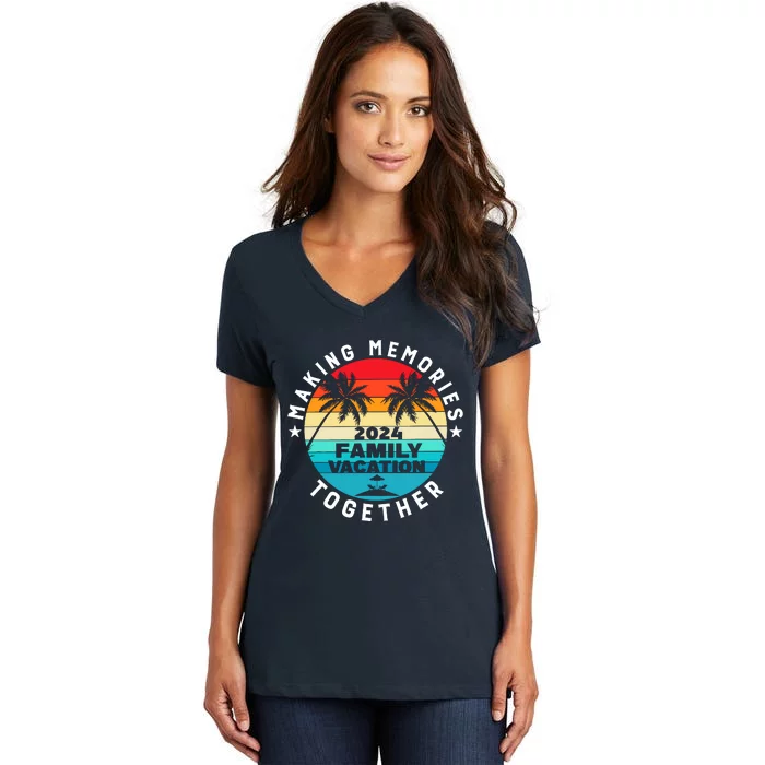 Family Vacation 2024 Beach Trip Matching Group Women's V-Neck T-Shirt