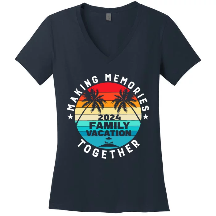 Family Vacation 2024 Beach Trip Matching Group Women's V-Neck T-Shirt