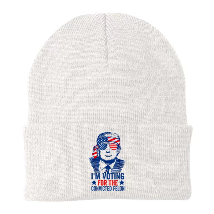 Funny Voting 2024 Im Voting For The Convicted Felon Knit Cap Winter Beanie