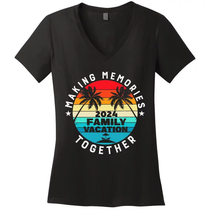 Family Vacation 2024 Beach Trip Matching Group Women's V-Neck T-Shirt