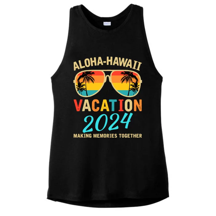 Family Vacation 2024 Aloha Hawaii Hawaiian Matching Group Ladies Tri-Blend Wicking Tank