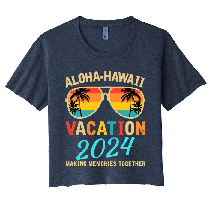 Family Vacation 2024 Aloha Hawaii Hawaiian Matching Group Women's Crop Top Tee