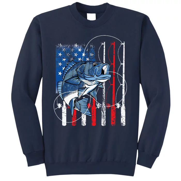 Fishing Vintage American Flag Bass Fisherman Gifts Sweatshirt