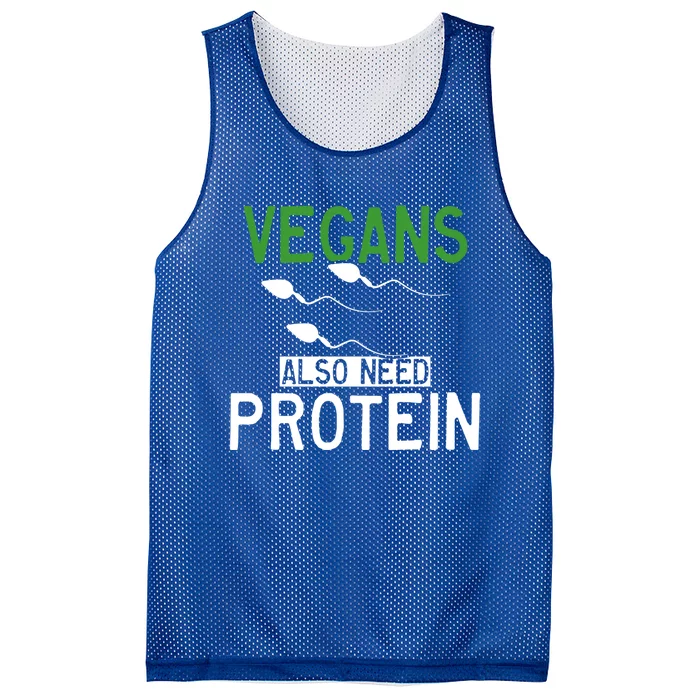 Funny Vegans Also Need Protein Vegan Vegetarian Sperm Gift Mesh Reversible Basketball Jersey Tank