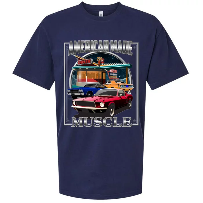 Funny Vintage American Made Muscle Classic Cars And Diner Sueded Cloud Jersey T-Shirt