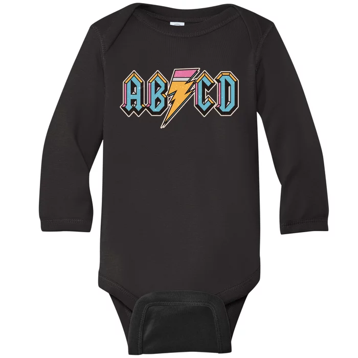 Funny Vintage ABCD Rock Logo Baby Long Sleeve Bodysuit