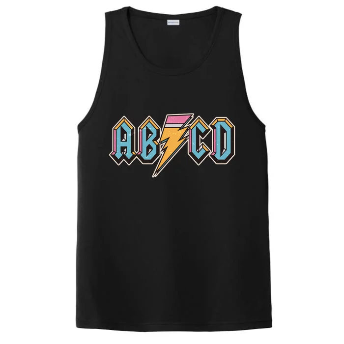 Funny Vintage ABCD Rock Logo Performance Tank