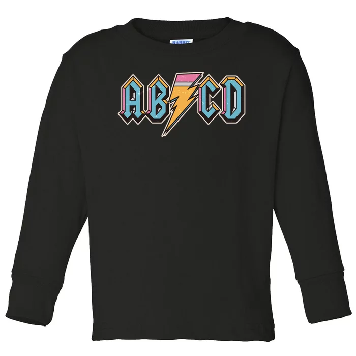 Funny Vintage ABCD Rock Logo Toddler Long Sleeve Shirt