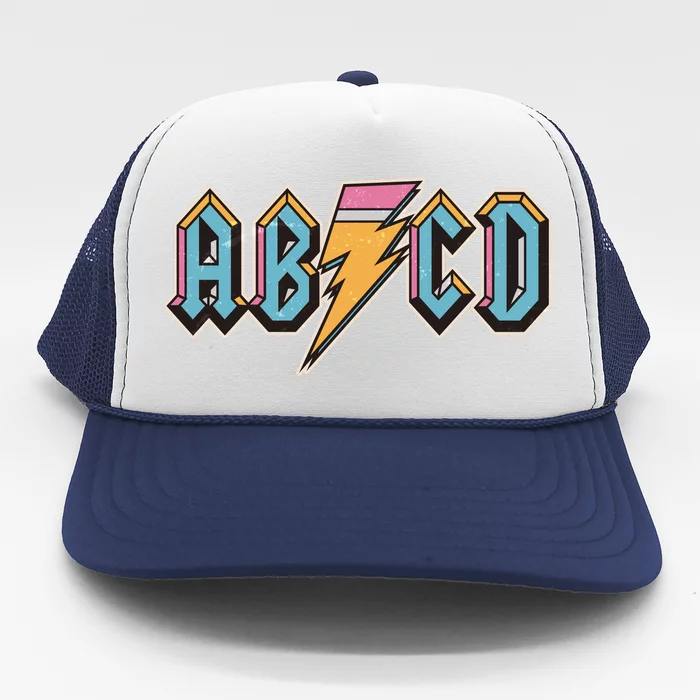 Funny Vintage ABCD Rock Logo Trucker Hat