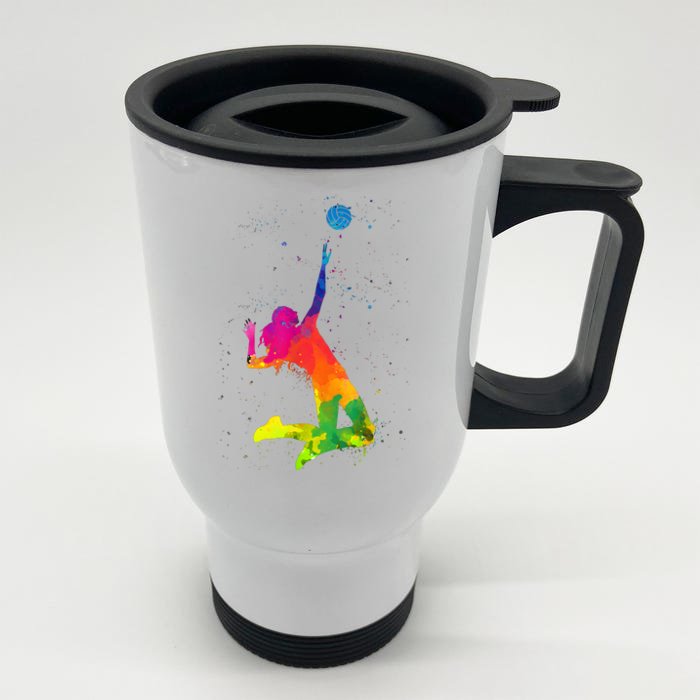 Funny Volleyball Art For Boy Girl Volleyball Lover Front & Back Stainless Steel Travel Mug