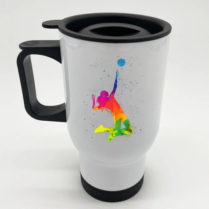 Funny Volleyball Art For Boy Girl Volleyball Lover Front & Back Stainless Steel Travel Mug