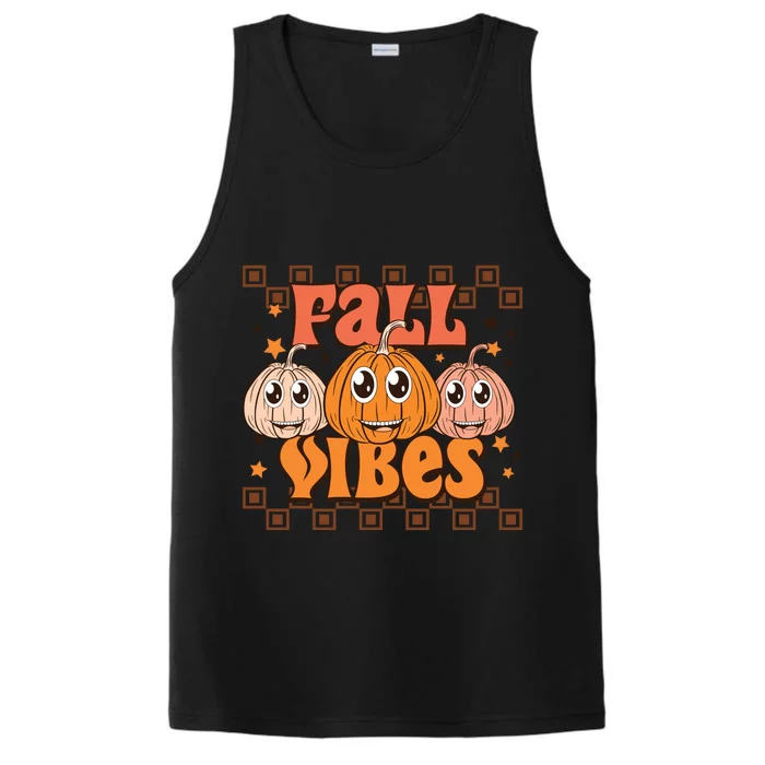 Fall Vibes Autumn Season Thanksgiving Pumpkin Spice Funny Performance Tank